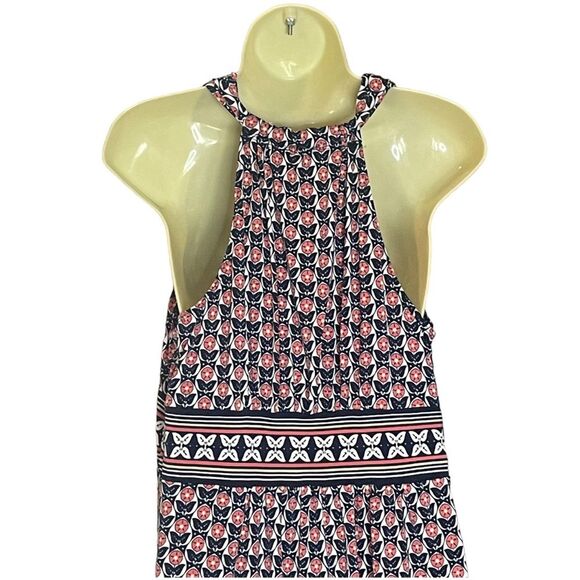 Max Studio Navy Peach Sleeveless Dress Plunging Neckline, size Large - Picture 5 of 8